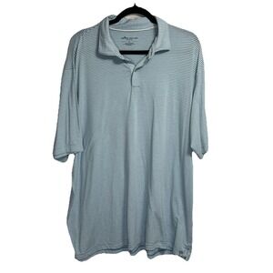 Peter Millar Seaside‎ Polo Men's XL White Blue Striped Golf Performance Stretch